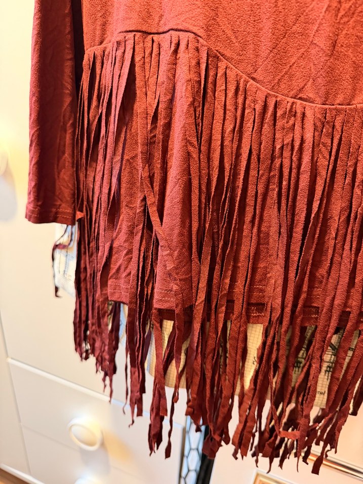 Bershka Kiremit Kırmızısı Püsküllü Uzun Kollu Üst — görsel 3/4