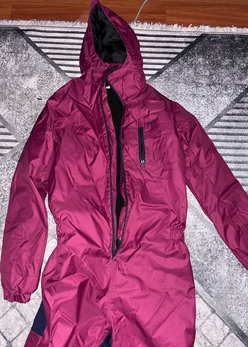 Bordo Kapüşonlu Kız Çocuk Kayak Tulumu - Görsel 3