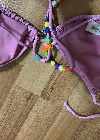 Boncuk Detaylı Pembe İpli Bikini Üstü - Görsel 7