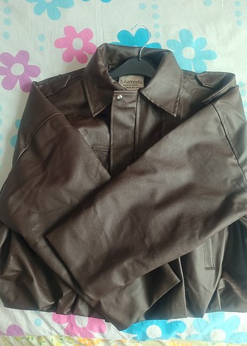 Kahverengi Deri Kadın Ceket - Görsel 4