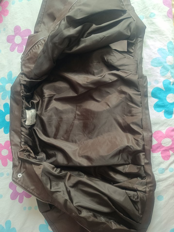 Kahverengi Deri Kadın Ceket - Görsel 5