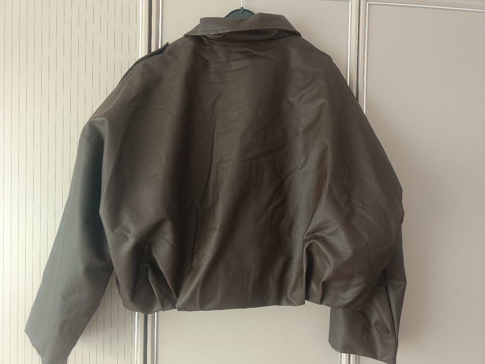 Kahverengi Deri Kadın Ceket - Görsel 3