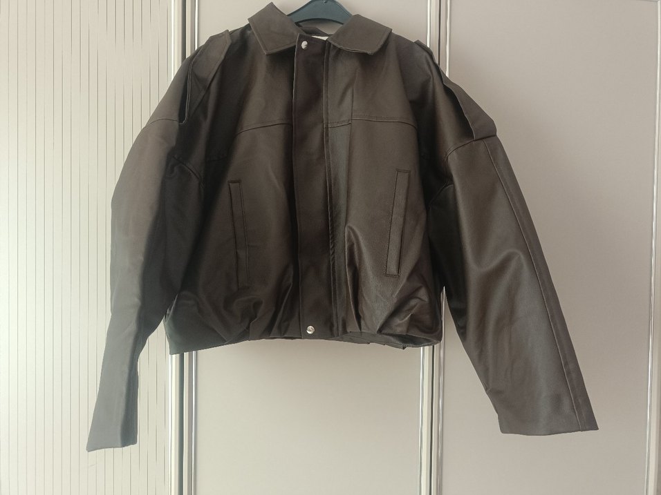 Kahverengi Deri Kadın Ceket - Görsel 2