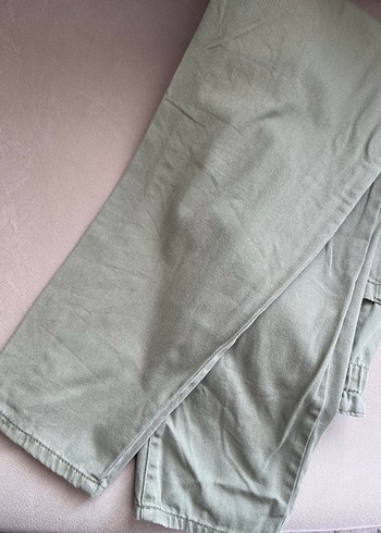 xl Beden Mango Düğmeli Kadın haki kot Pantolon