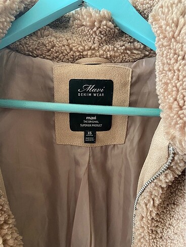 xs Beden camel Renk Mavi Oversize Peluş Mont