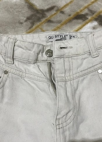 Kadın Beyaz Keten Midi Kumaş Pantolon - Görsel 2