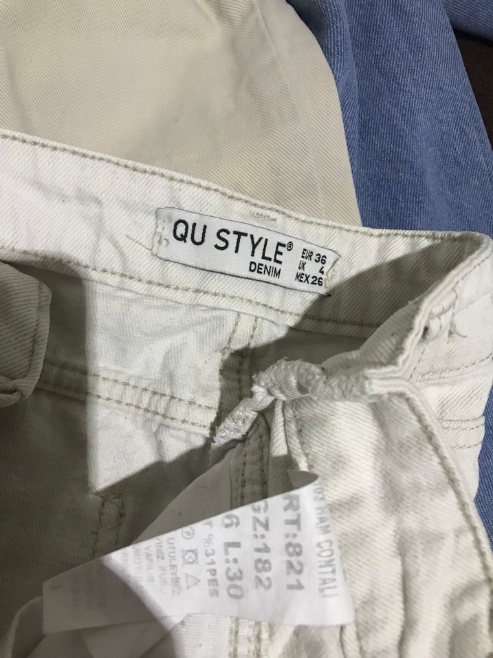 Kadın Beyaz Keten Midi Kumaş Pantolon - Görsel 3