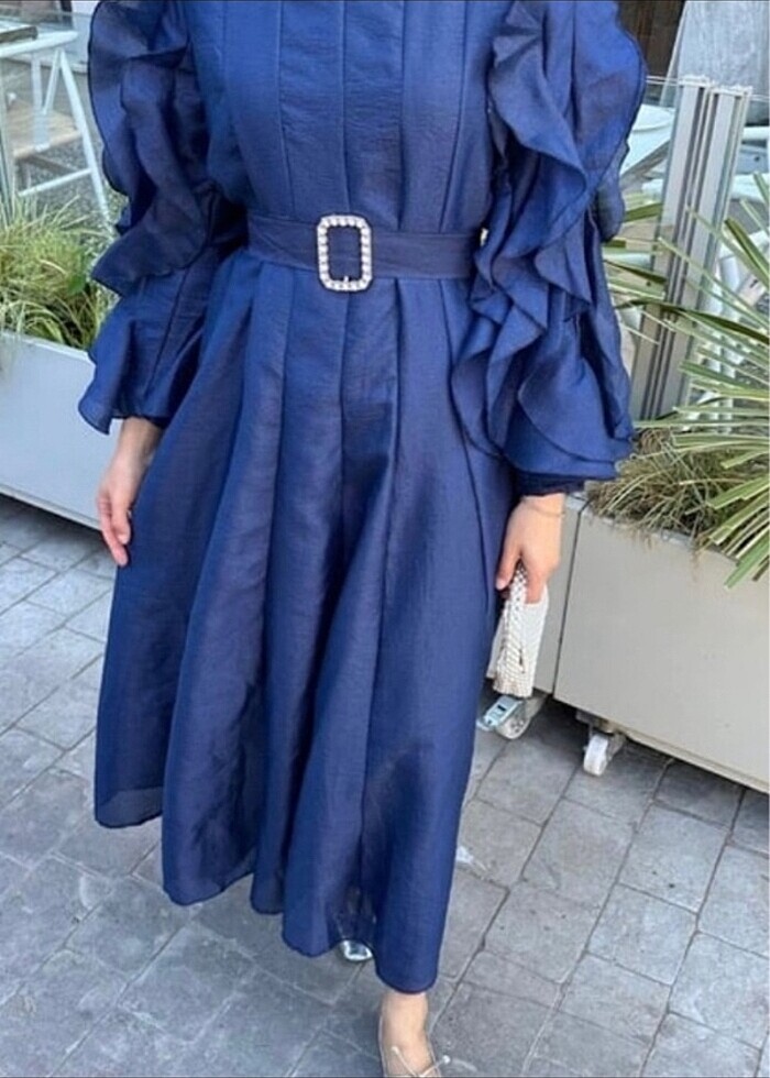 Lacivert abiye elbise - Görsel 3