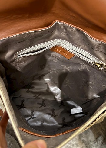 Kahverengi Deri Tokalı Kadın Sırt Çantası fabrika marka - Görsel 4