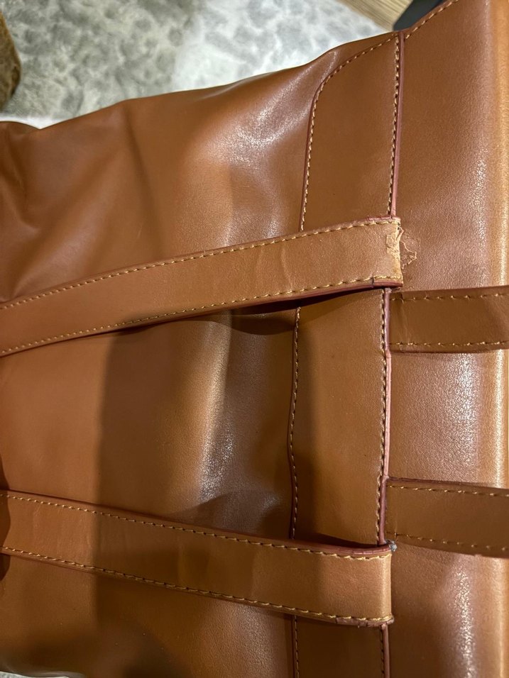 Kahverengi Deri Tokalı Kadın Sırt Çantası fabrika marka - Görsel 3