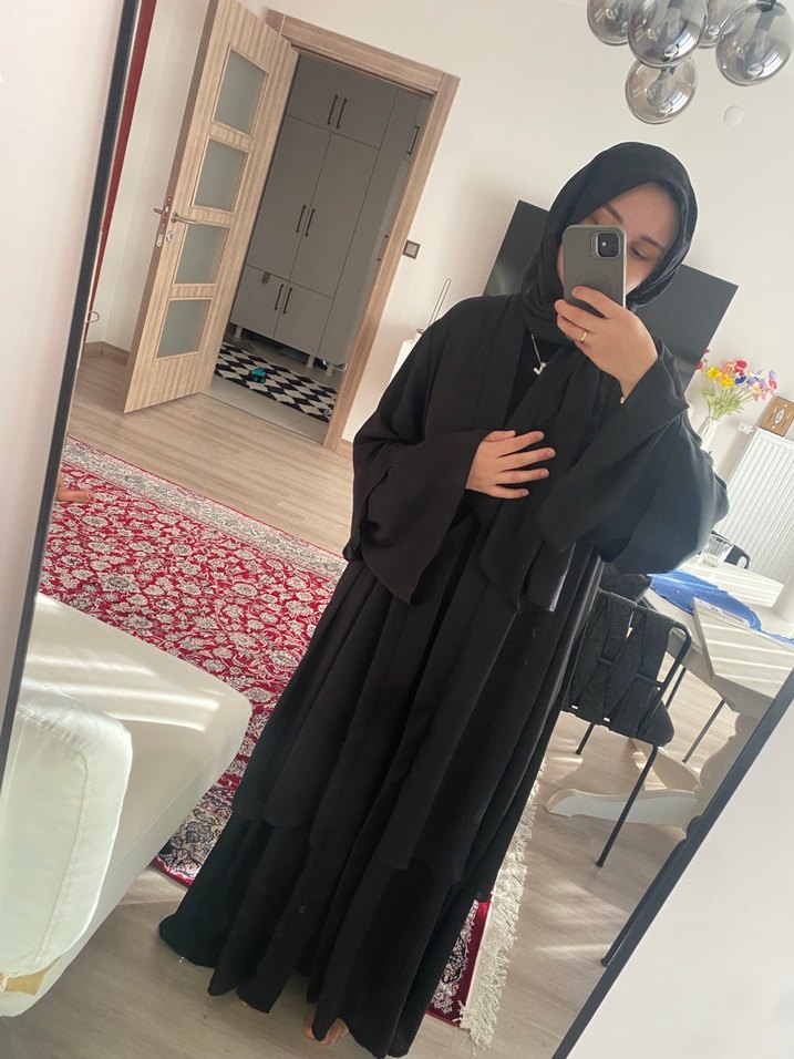 Kadın Kahverengi Uzun Salaş ferace abaya - Görsel 3