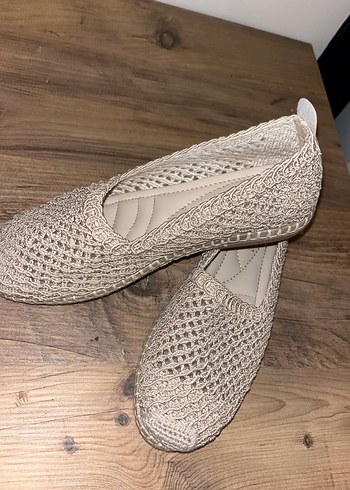 Bej Örgü Kadın Dolgu Topuk Espadril - Görsel 2