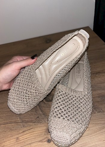 Bej Örgü Kadın Dolgu Topuk Espadril - Görsel 3