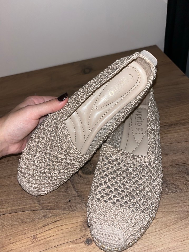 Bej Örgü Kadın Dolgu Topuk Espadril - Görsel 3