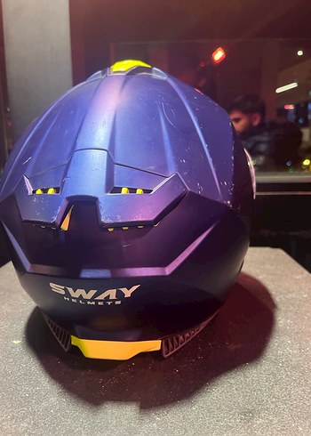 Renkli Baskılı Mavi Cam Kask - Görsel 5