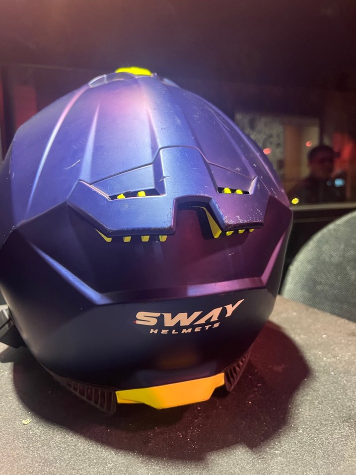 Renkli Baskılı Mavi Cam Kask - Görsel 4