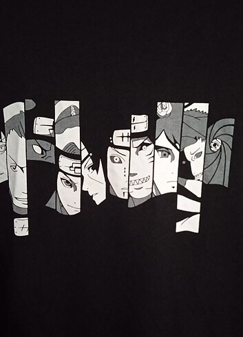 Diğer Unisex Anime Baskılı Siyah T-shirt 