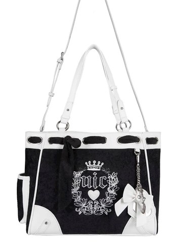 Juicy Couture Beyaz Siyah Baskılı Kadın Gotik Çanta