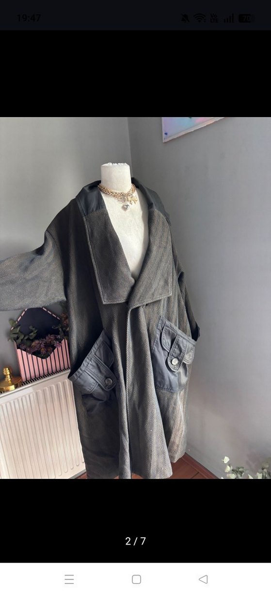 Uzun oversize vintage Kaban - Görsel 2