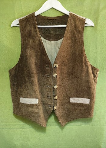 Düğmeli unisex Süet Yelek - Görsel 2