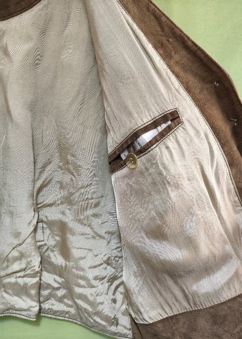 Düğmeli unisex Süet Yelek - Görsel 4