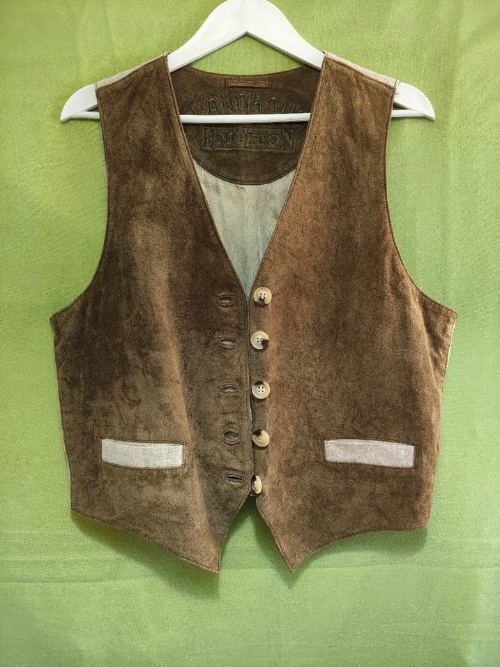 Düğmeli unisex Süet Yelek - Görsel 2