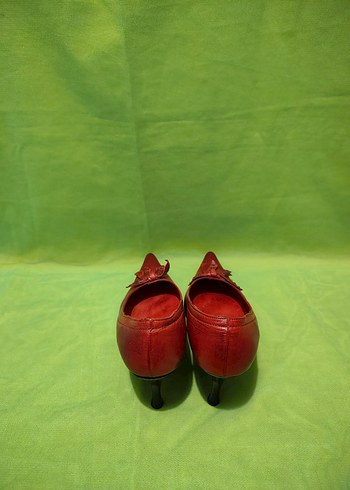 Kırmızı Deri vintage  Stiletto - Görsel 2
