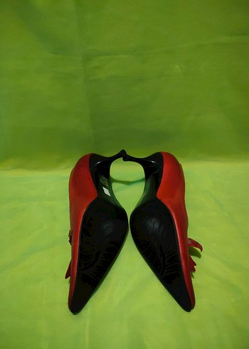 Kırmızı Deri vintage  Stiletto - Görsel 3