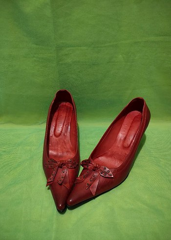 Kırmızı Deri vintage  Stiletto - Görsel 9