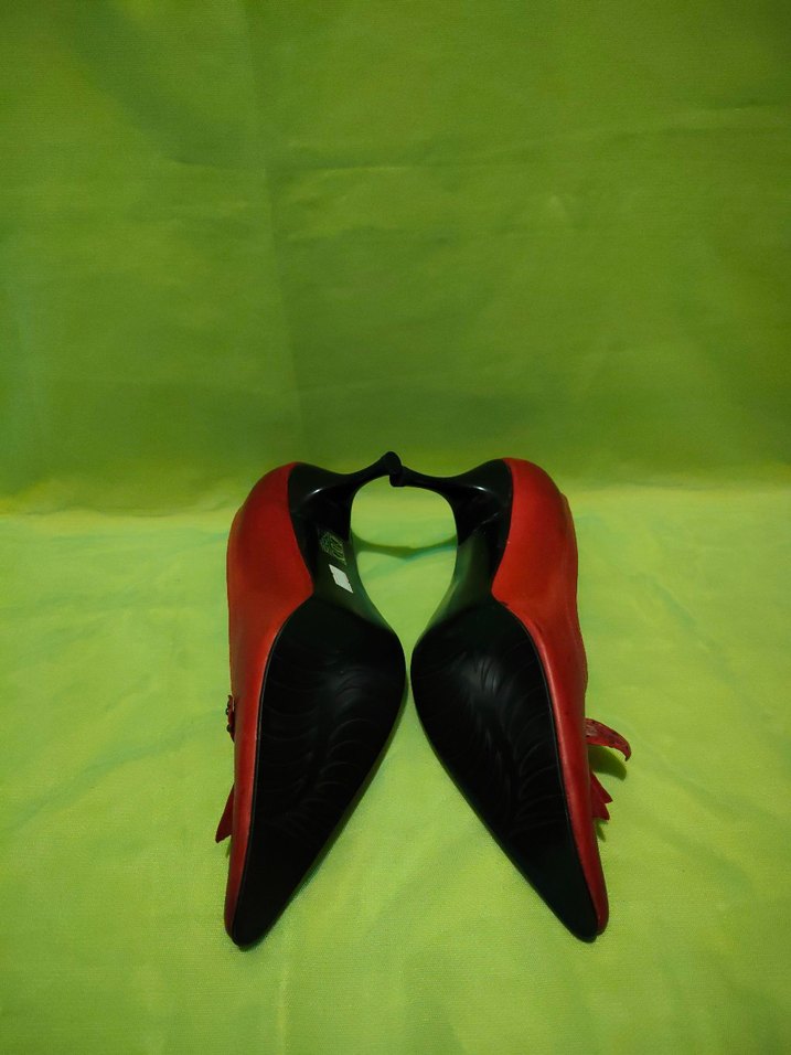 Kırmızı Deri vintage  Stiletto - Görsel 3