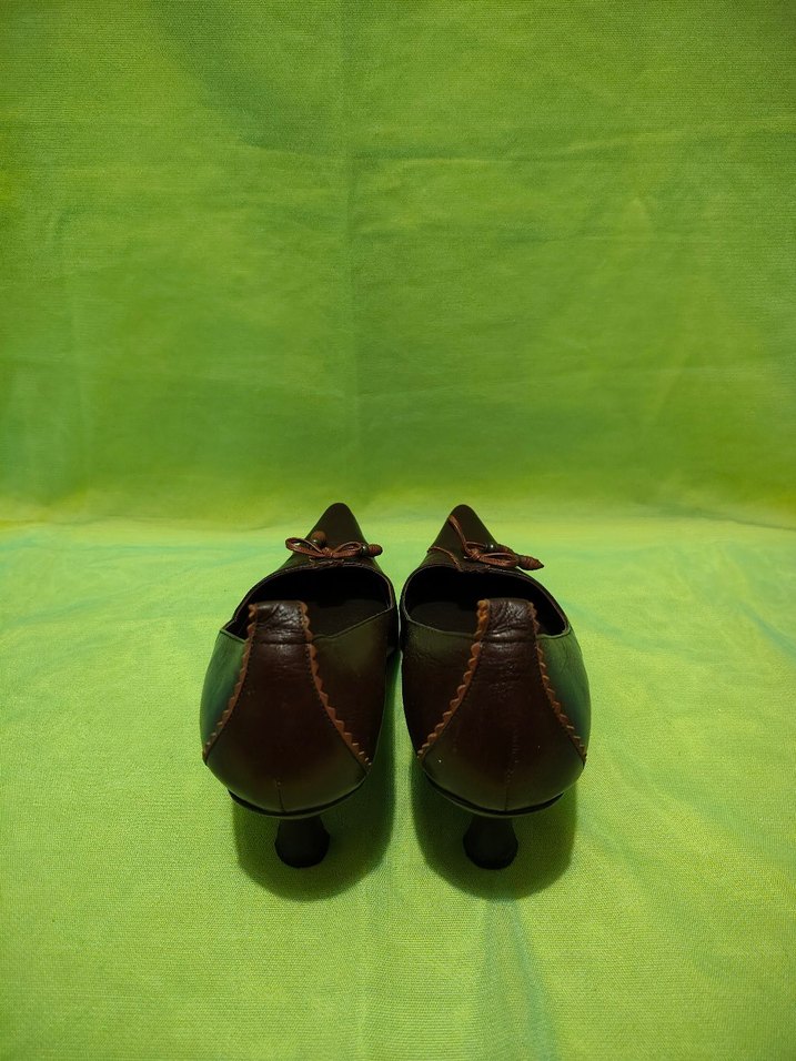 Kahverengi Deri Stiletto Klasik Kadın Ayakkabı - Görsel 3