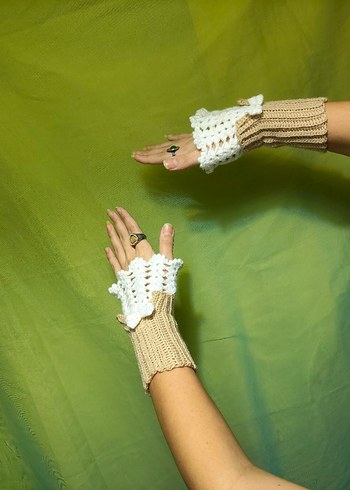 Dantel Detaylı Bohem Örgü Kadın Eldiveni - Görsel 8