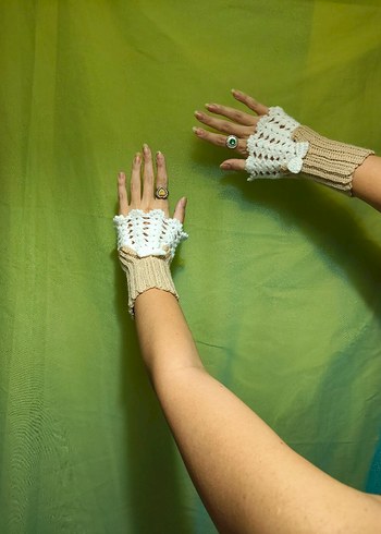 Dantel Detaylı Bohem Örgü Kadın Eldiveni - Görsel 7