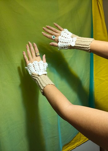 Dantel Detaylı Bohem Örgü Kadın Eldiveni - Görsel 6