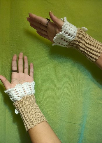 Dantel Detaylı Bohem Örgü Kadın Eldiveni - Görsel 2