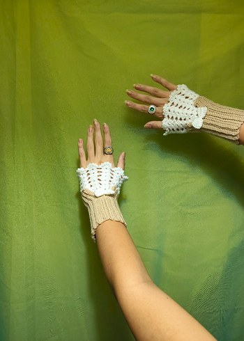 Dantel Detaylı Bohem Örgü Kadın Eldiveni - Görsel 10