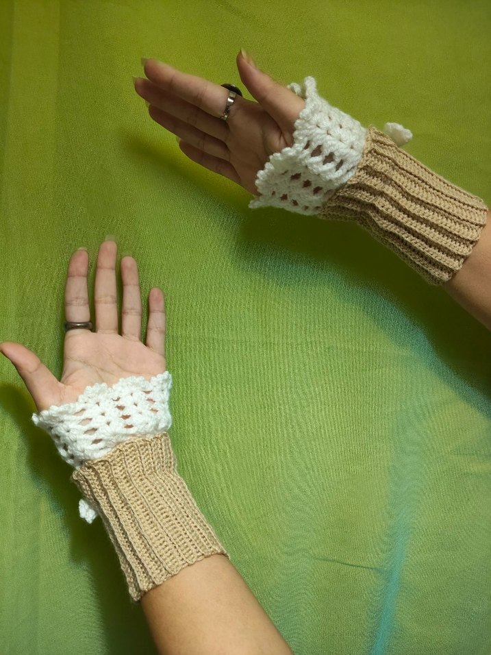 Dantel Detaylı Bohem Örgü Kadın Eldiveni - Görsel 2