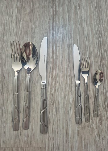 Beden berf marka Bej ve Gri Çatal Kaşık Seti