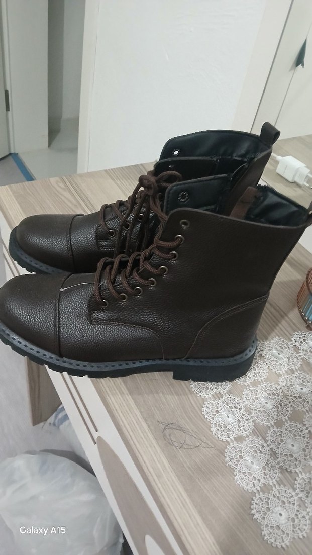 Kahverengi Deri Bağcıklı erkek bot - Görsel 2