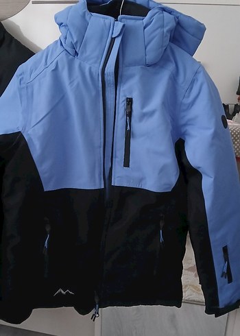 Mavi Kapüşonlu Fermuarlı Erkek Mont kayak mont - Görsel 2