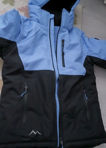 Mavi Kapüşonlu Fermuarlı Erkek Mont kayak mont - Görsel 5