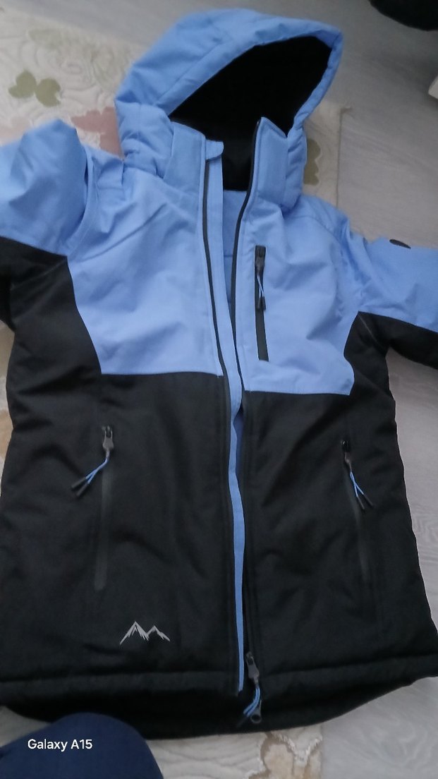 Mavi Kapüşonlu Fermuarlı Erkek Mont kayak mont - Görsel 5