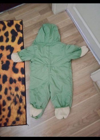 Kapüşonlu Fermuarlı Bebek Tulumu Yeşil - Görsel 2