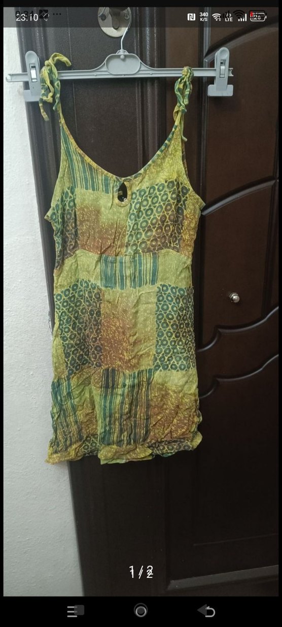 Kadın Haki Bohem Düğmeli Uzun Askılı Tunik - Görsel 2