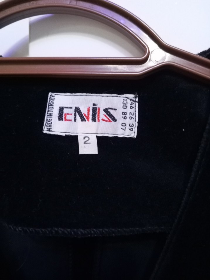 Düğmeli Siyah Uzun Kadın Blazer kadıfe - Görsel 2