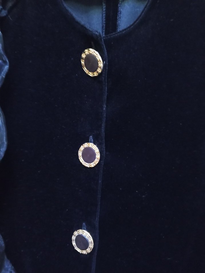 Düğmeli Siyah Uzun Kadın Blazer kadıfe - Görsel 5