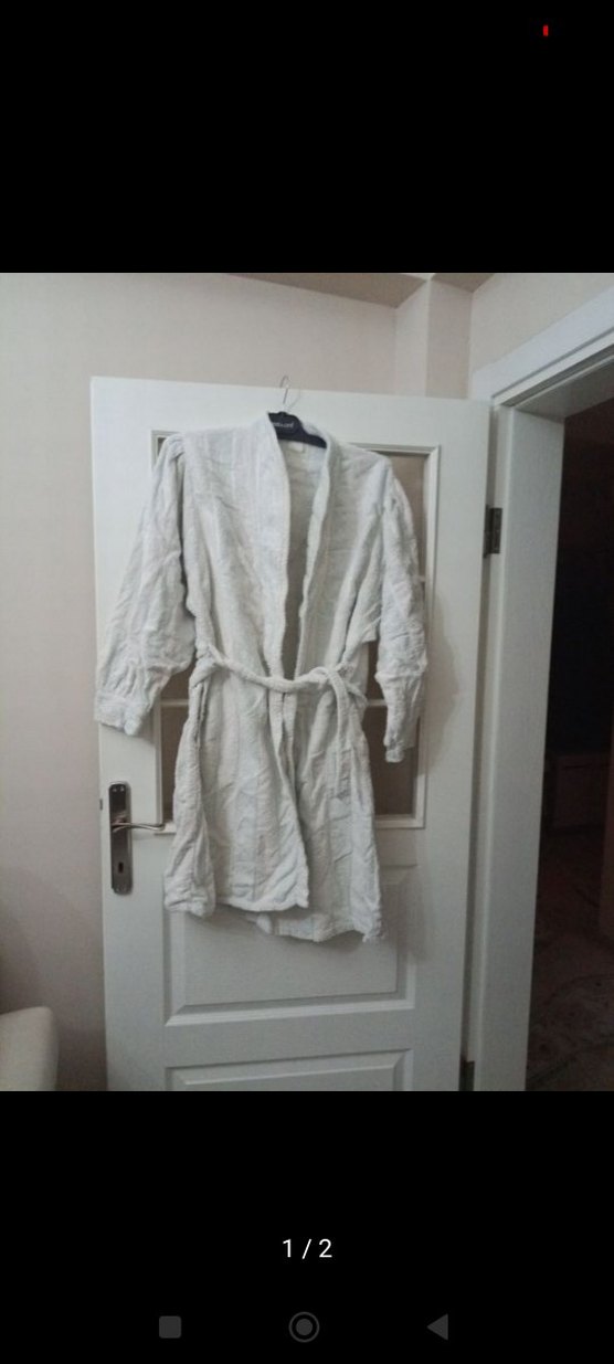 Beyaz Modern Bornoz - Görsel 2