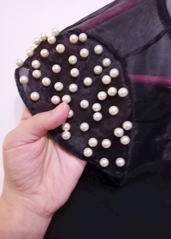 Zincir Detaylı Siyah Gotik Bluz - Görsel 3