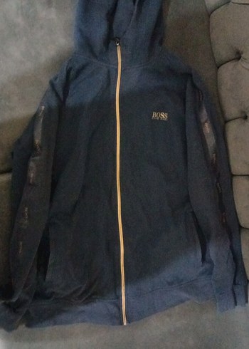 Erkek Mavi Fermuarlı Yüksek Yaka Sweatshirt - Görsel 3