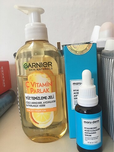 yüz yıkama jeli + hyaluronic asit serum